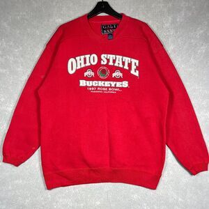 Vintage 1997 Rose Bowl Sweater Ohio State Buckeyes Large Galt Sand Red Crewneck